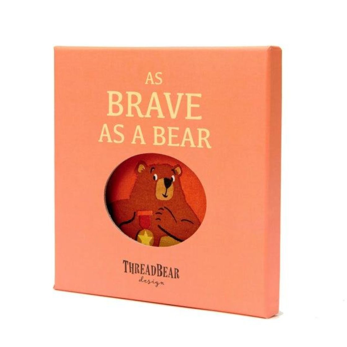Cloth rag book featuring illustrations and a story about a brave bear