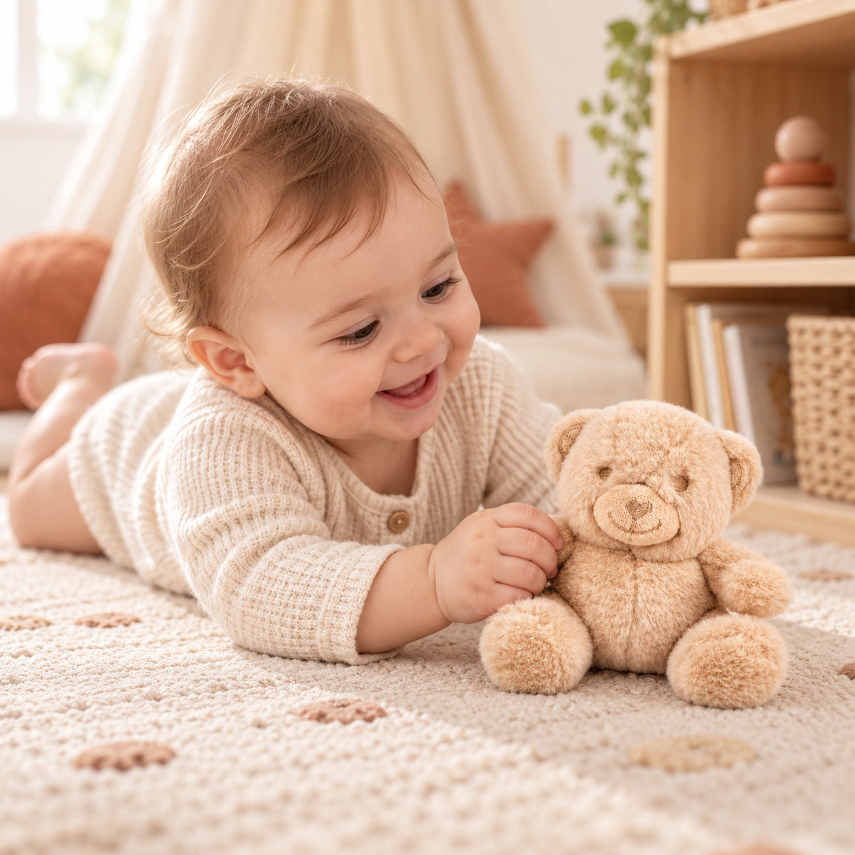 Brown 15cm teddy bear with contrasting paw details