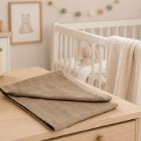 Beige neutral coloured 100% cotton muslin square for baby feeding, nursing and wiping spills.