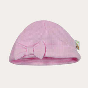 Pink Cotton Baby Hat with Bow Eco-Friendly & Soft Baby Hat.