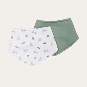 Bunnies & Fern Bandana Bibs – 2 Pack for Babies