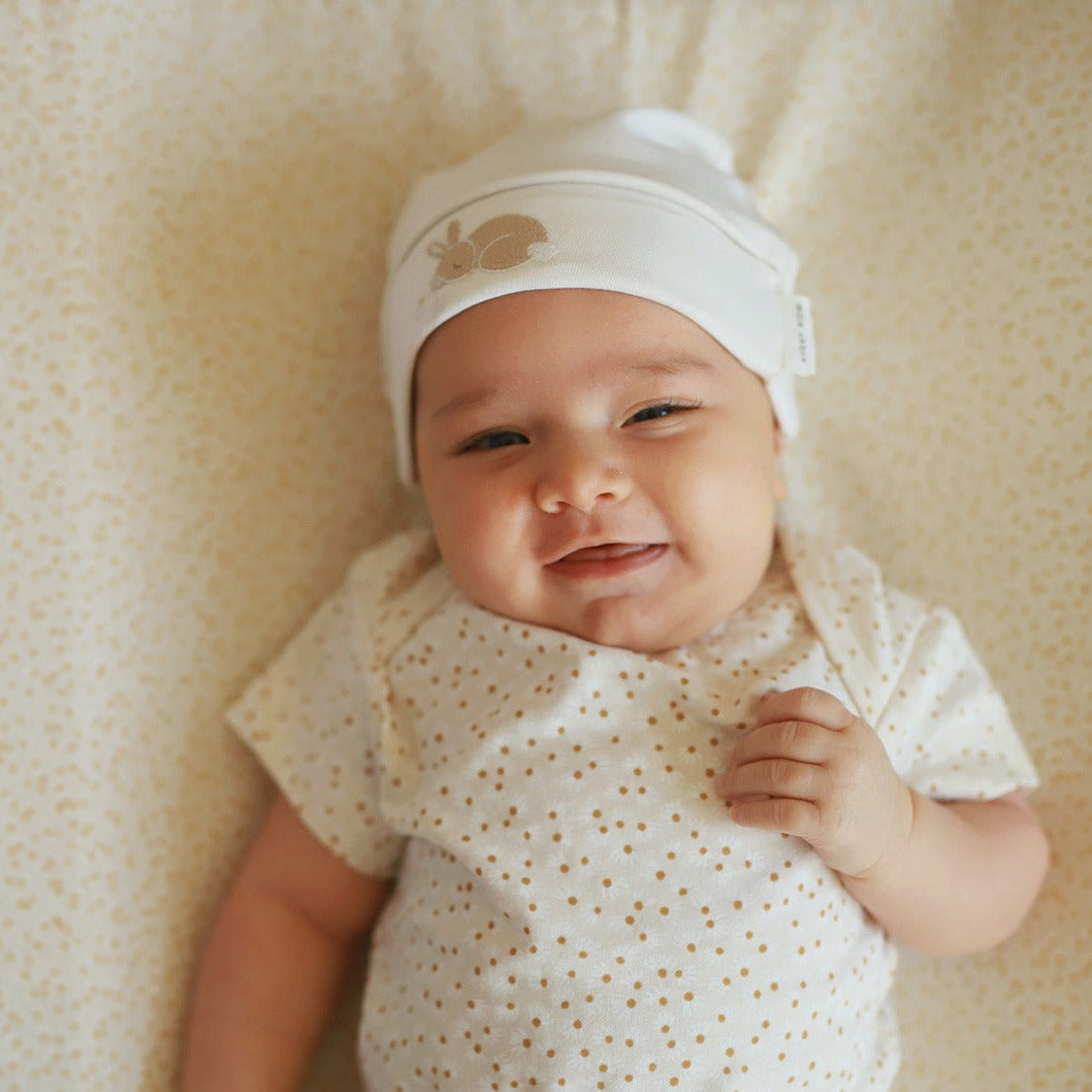 Organic Baby Hat Embroidered 'Sleepy Bunny'