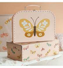 Set of Storage Trunk Suitcases 'Butterfly' Keepsake Box.