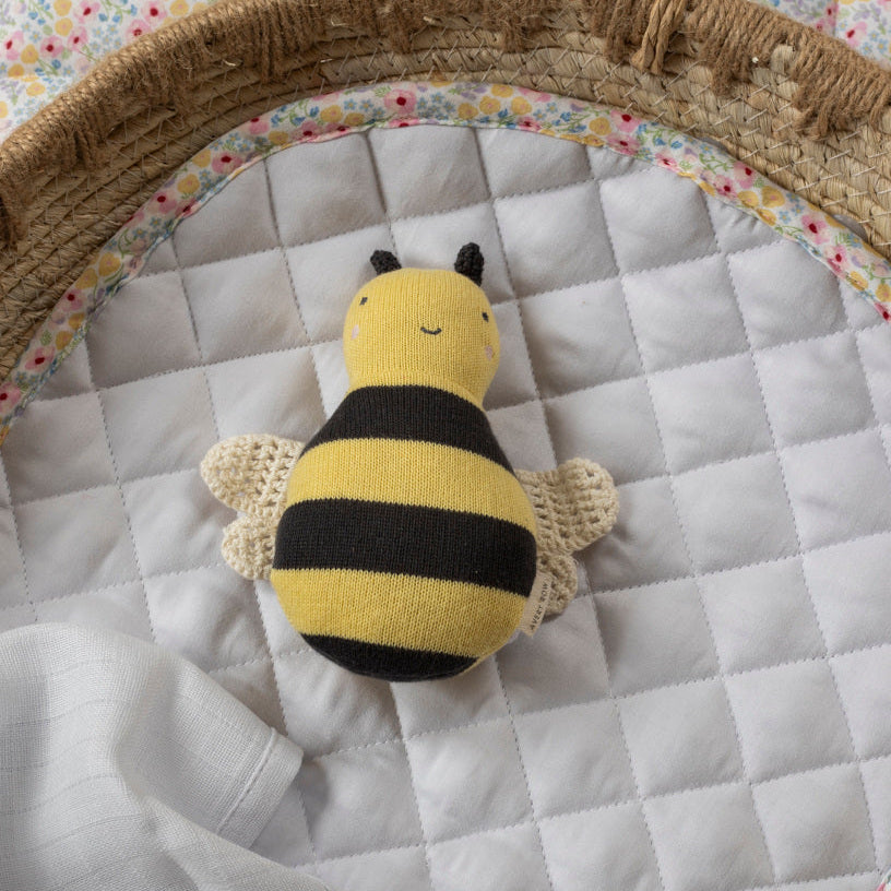 Buzzing Bee organic cotton baby activity toy