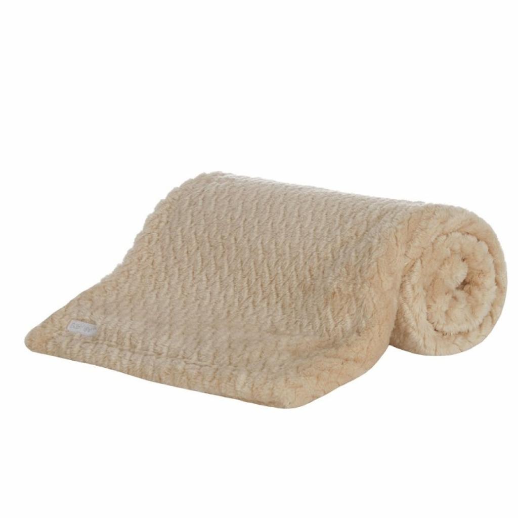 Super Soft textured plush baby blanket in soft caramel 75 X 90cm