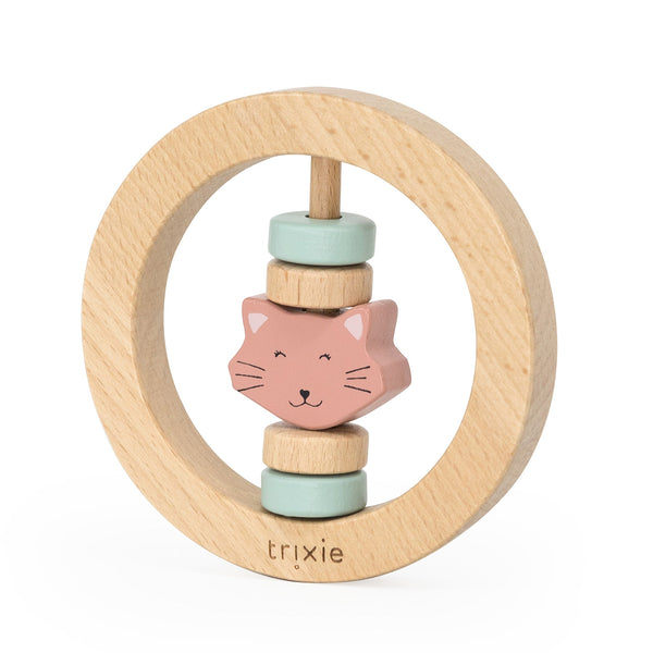 Round Baby Rattle Toy - Mrs Cat - Wooden Toys - Bumbles & Boo