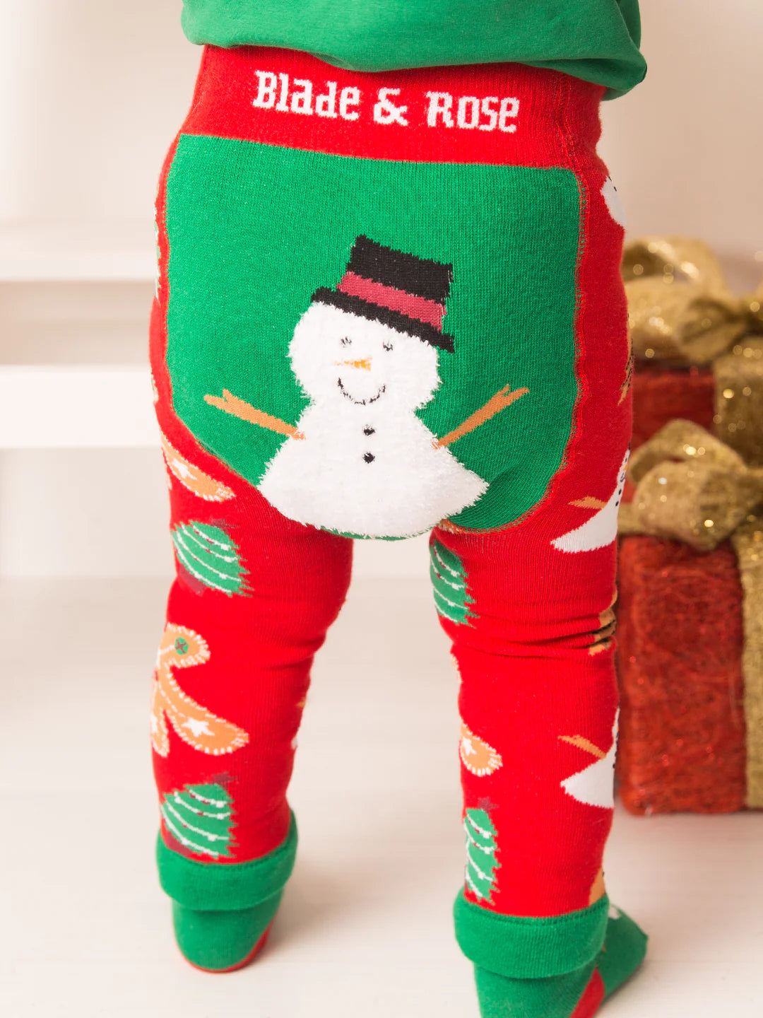 Baby Christmas Leggings with Snowman Back