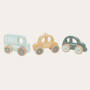 Classic neutral wooden baby cars - Montessori-style toy