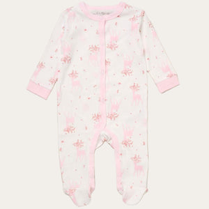Cotton Baby Girl Clothing Set - White Pink Deer Theme