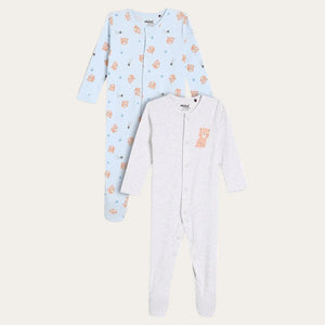 Soft cotton baby sleepsuits with bear print
