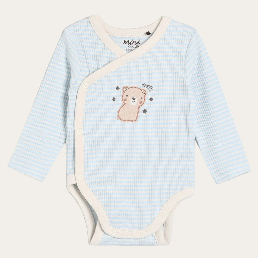 Cotton sleepsuit with bear print and poppers