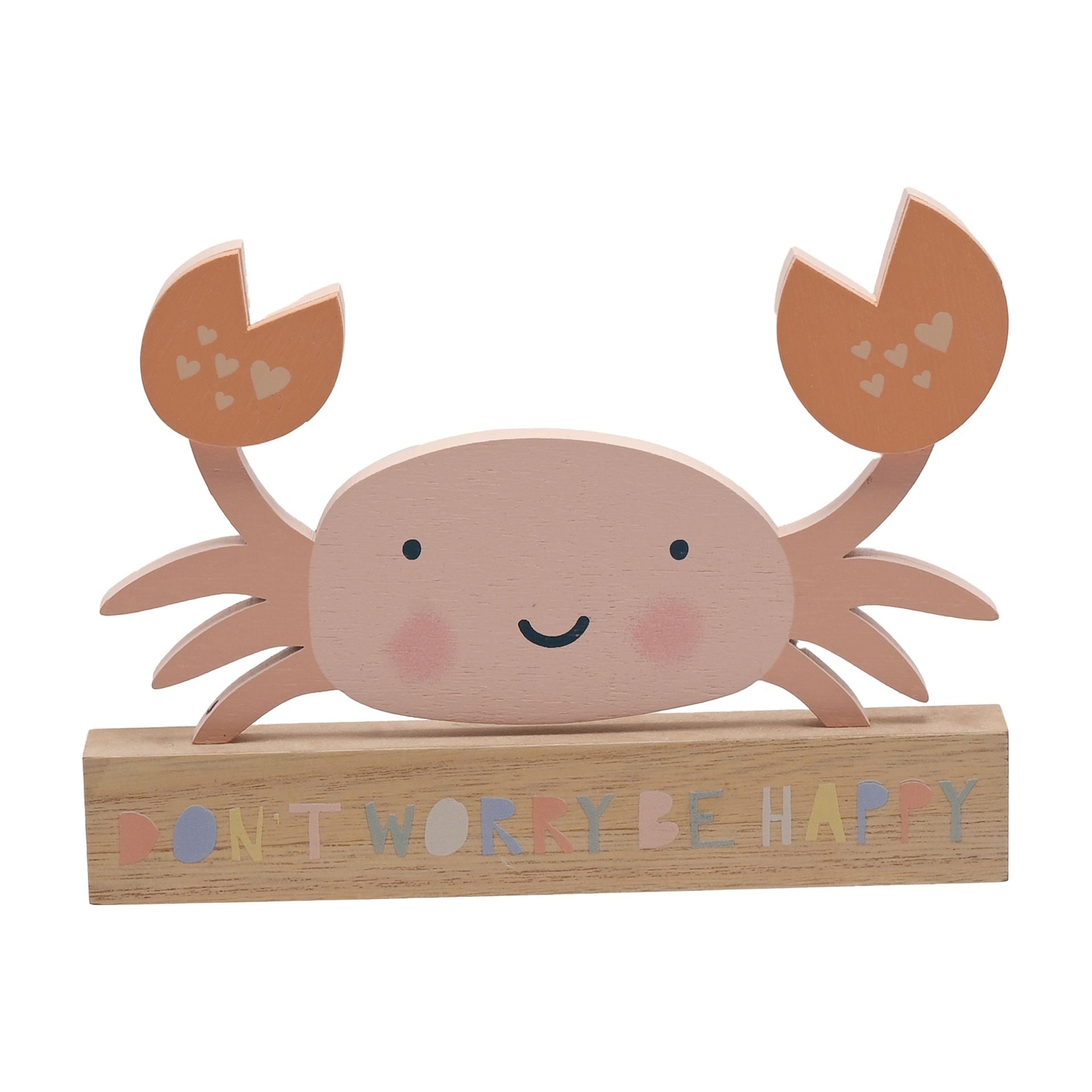 Our Crab Mantel Plaque is a gorgeous addition to any child's bedroom. Featuring a don’t worry be happy message, this wooden plaque is decorated with an adorable pink crab.