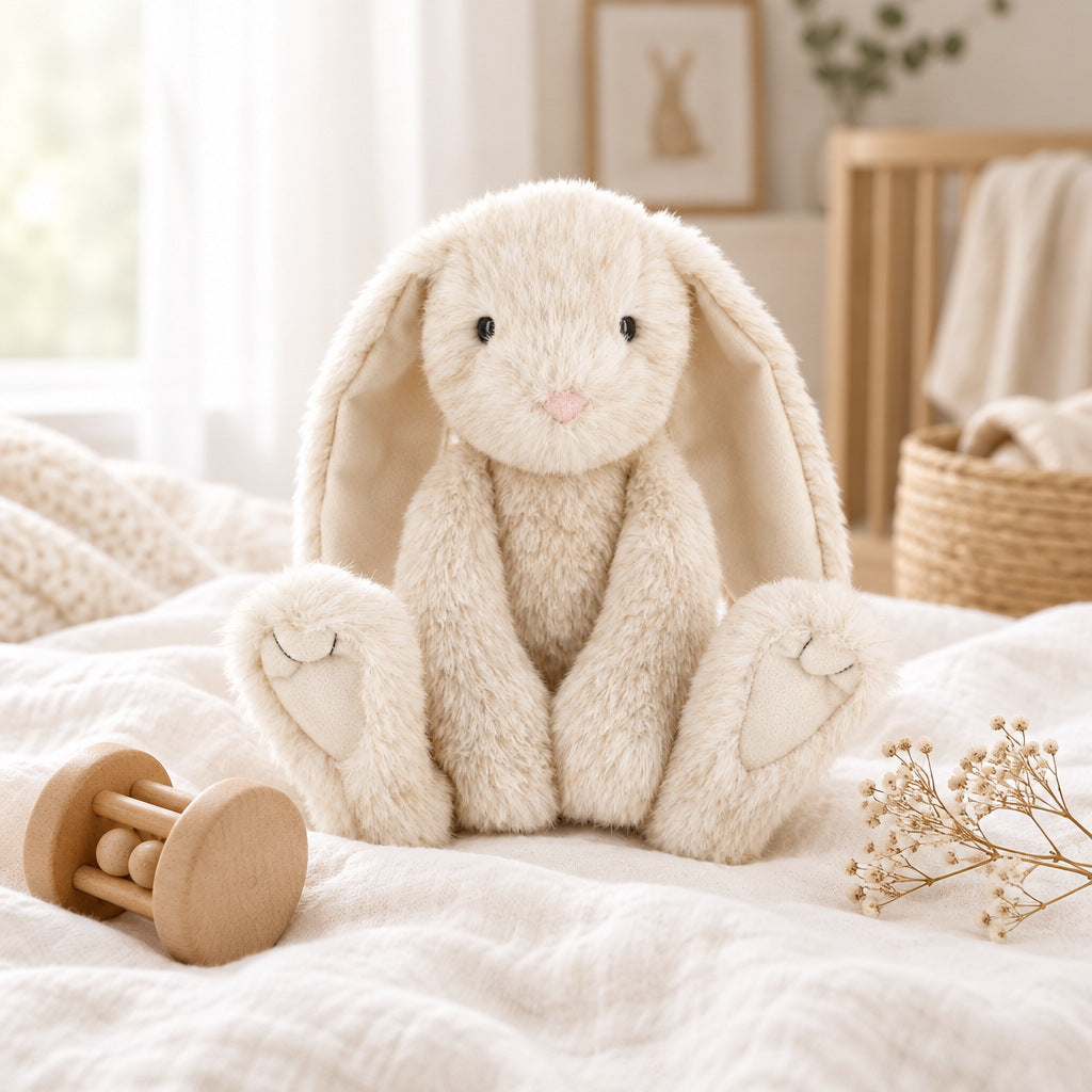 Cream bunny soft toy measuring 20 cm, suitable from birth