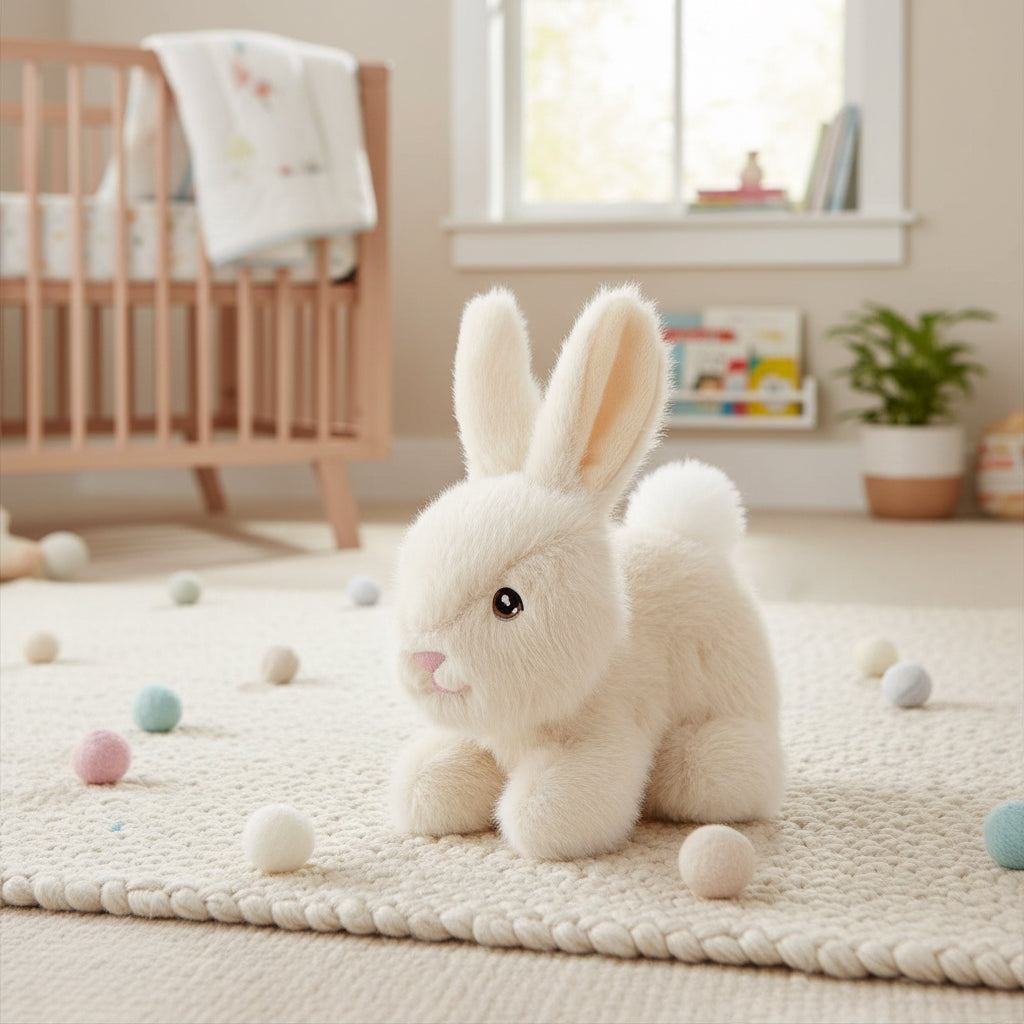 Cute cuddly white bunny soft toy