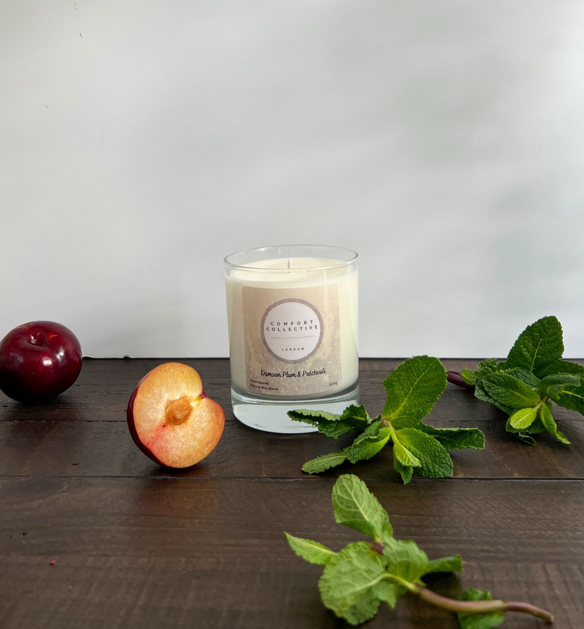 Hand Poured Candle -Signature Collection -  Damson Plum &amp; PatchoulI by Comfort Collective London