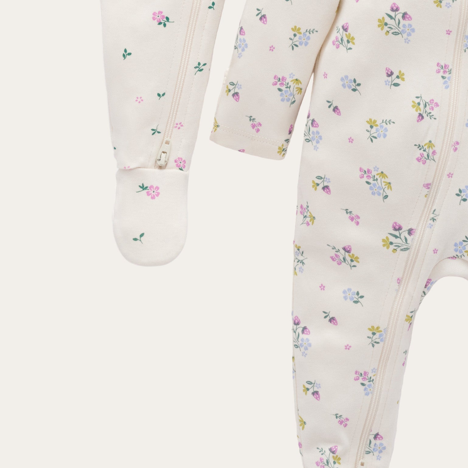 Set of two baby floral sleepsuits in organic cotton