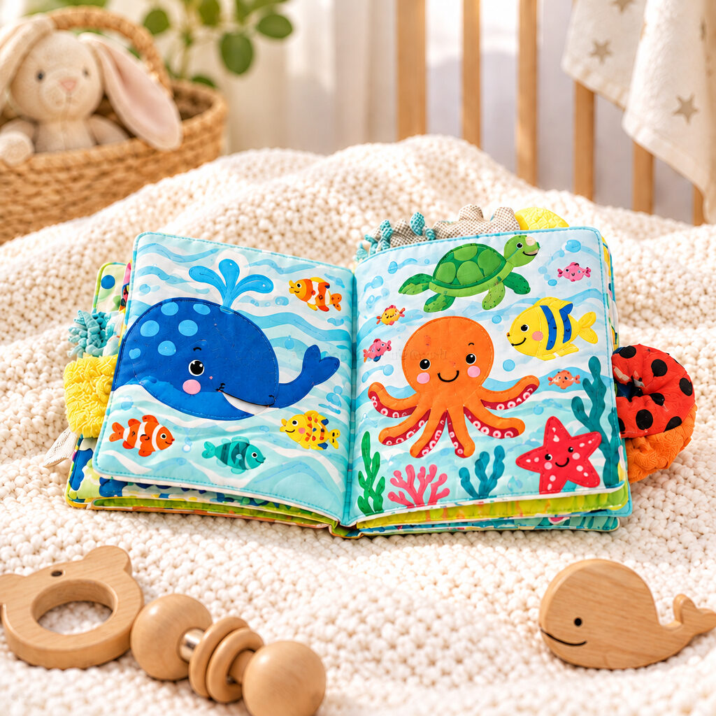 Dinosaur Fun soft crinkle baby book with colourful dinosaur illustrations