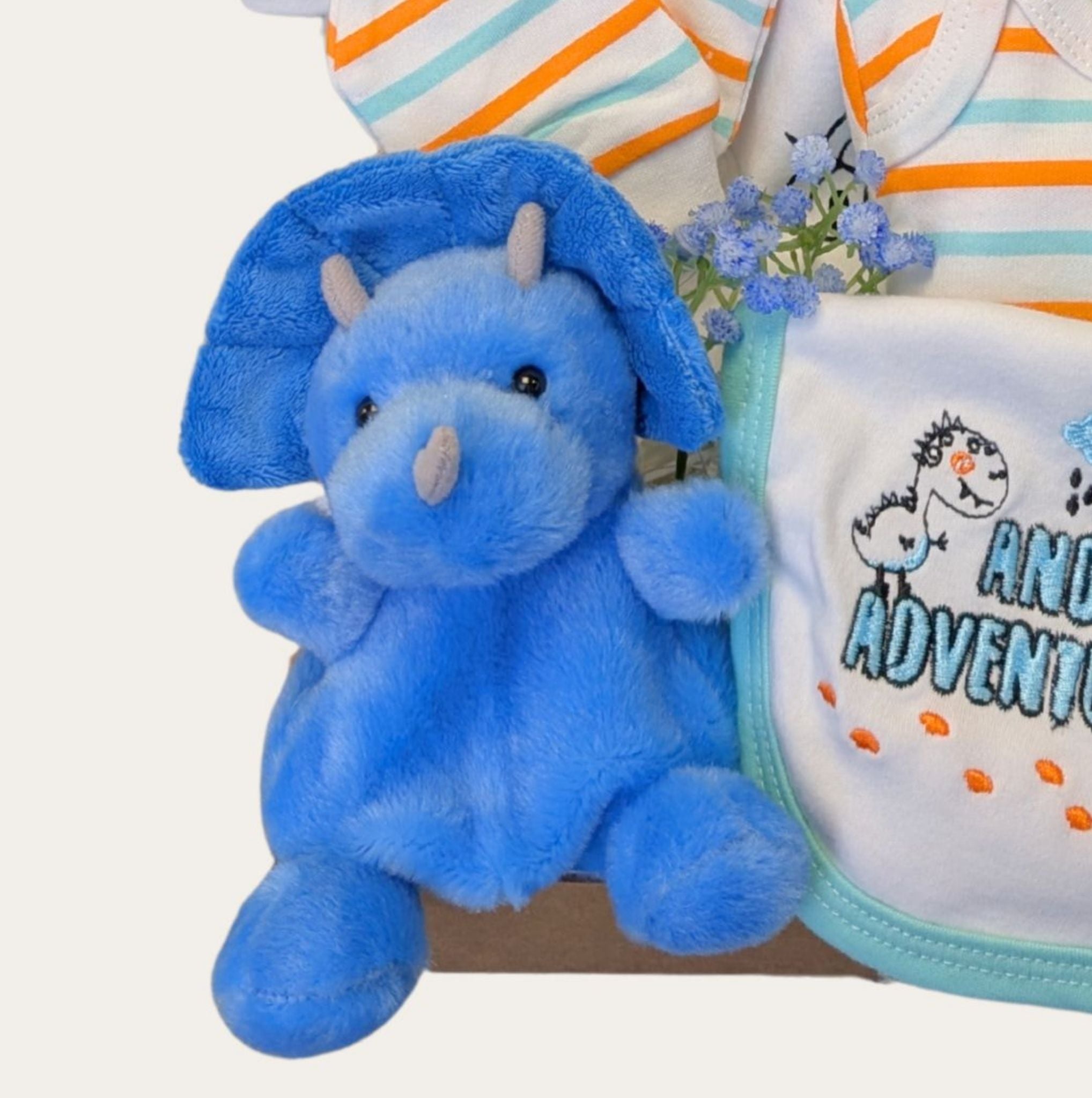 little blue dinosaur soft toy.