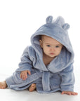 Personalisable Dressing Gown with Cute Ears - Dusky Blue