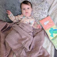 Dusky Pink Knit Baby Blanket.