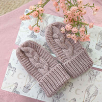 Dusky Pink Baby Mittens Recycled Cable Knit - Dusky Pink Mittens.