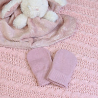 Dusky pink knit baby mittens
