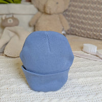 Blue knit beanie baby hat