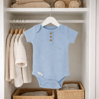 Blue Ribbed Baby Bodysuit