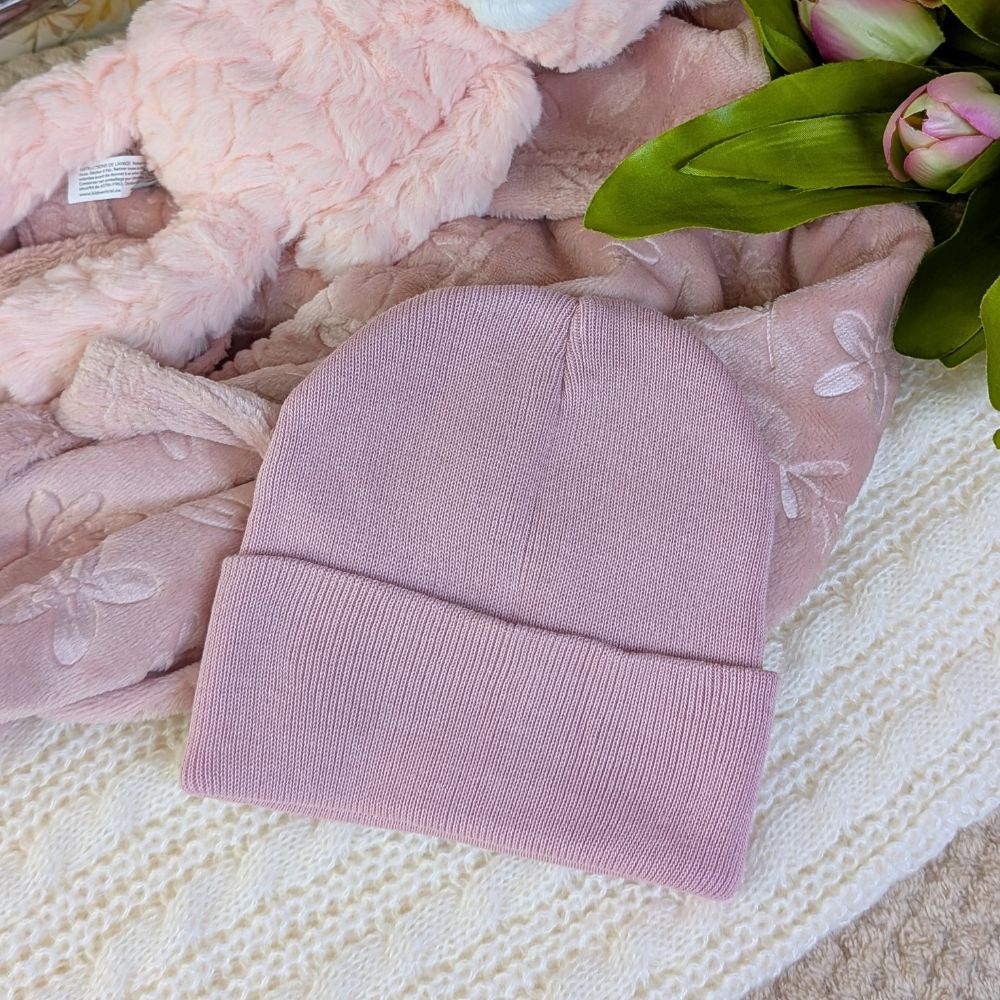 Dusty pink baby knit hat