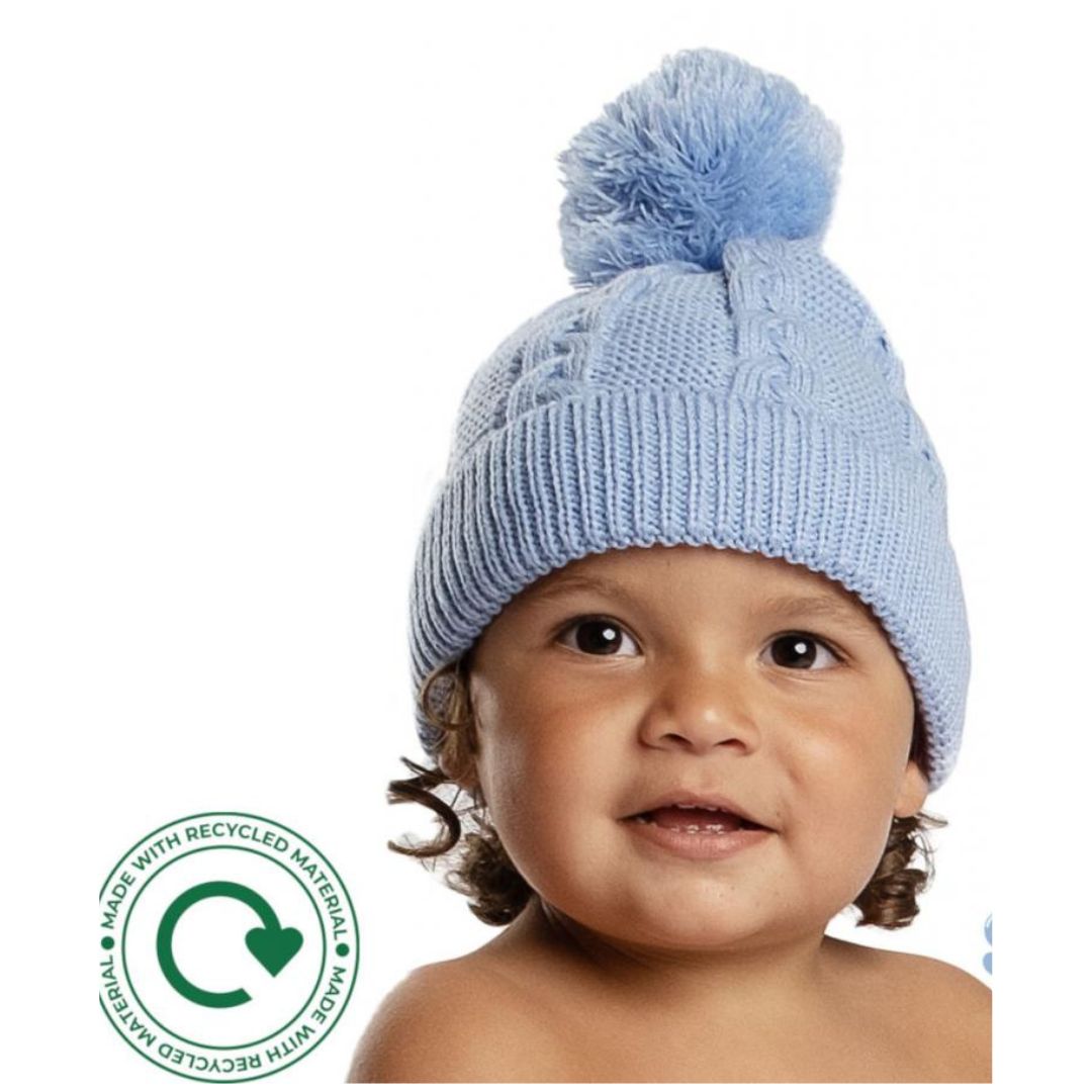 Baby Bobble Hat Eco Friendly Blue