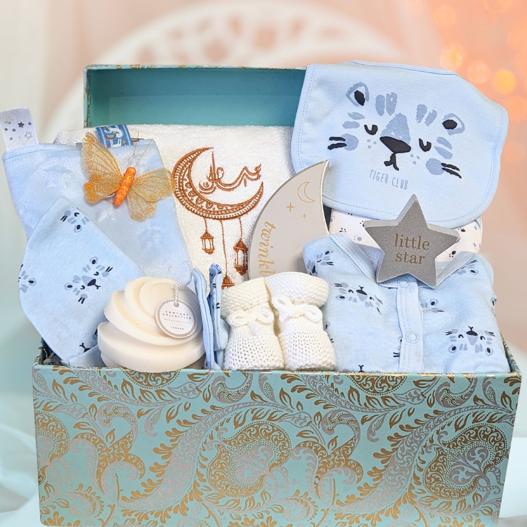 baby eid gifts box hamper with baby boy clothing