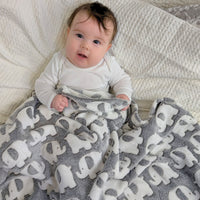 Soft White and Grey Elephant Blanket Wrap Baby Blanket.