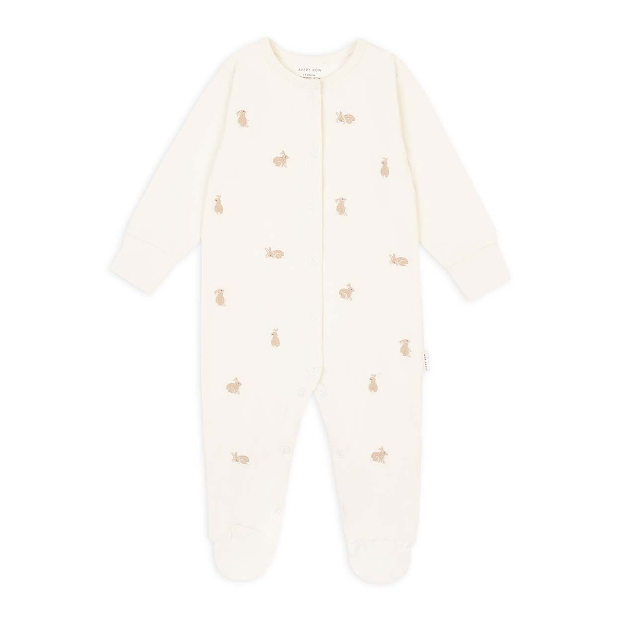 Organic Baby Clothing Unisex Sleepsuit &#39;Bunnies&#39;