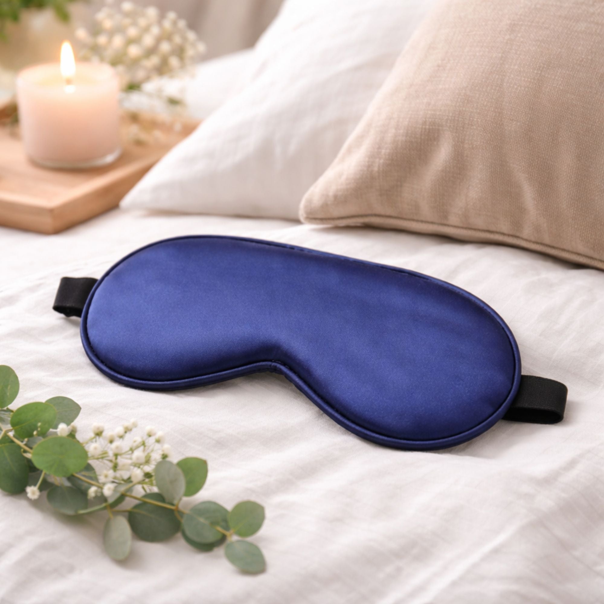 Navy Blue Silk Sleep Eye Mask