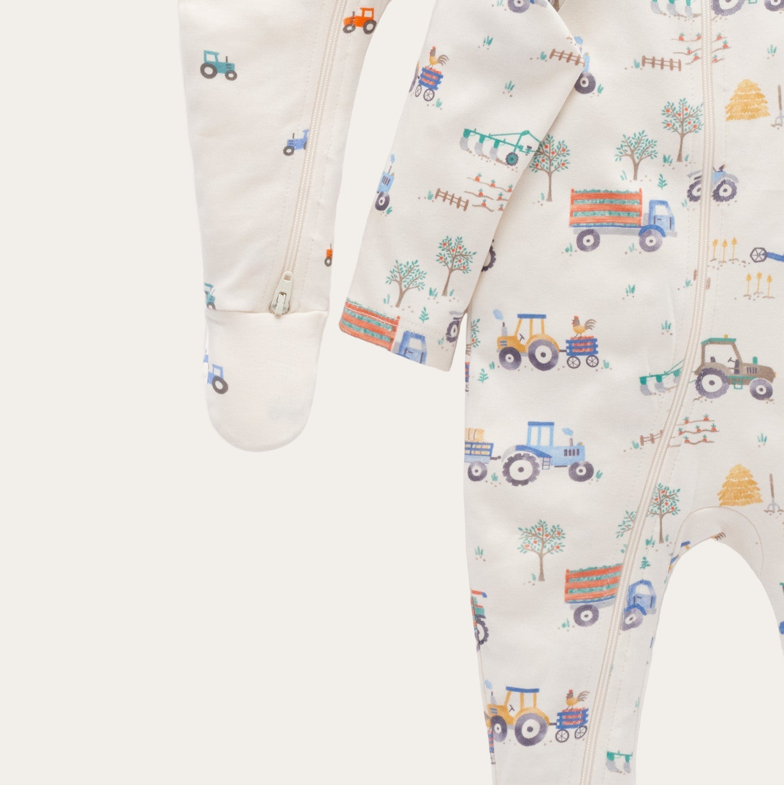 Baby grow pack with tractors and diggers print