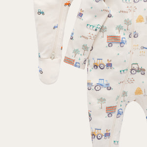Baby grow pack with tractors and diggers print