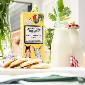 Biscuit carton with creamy white chocolate chips