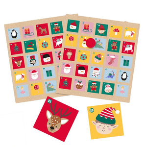 Festive Bingo cards and picture tiles with Christmas illustrations