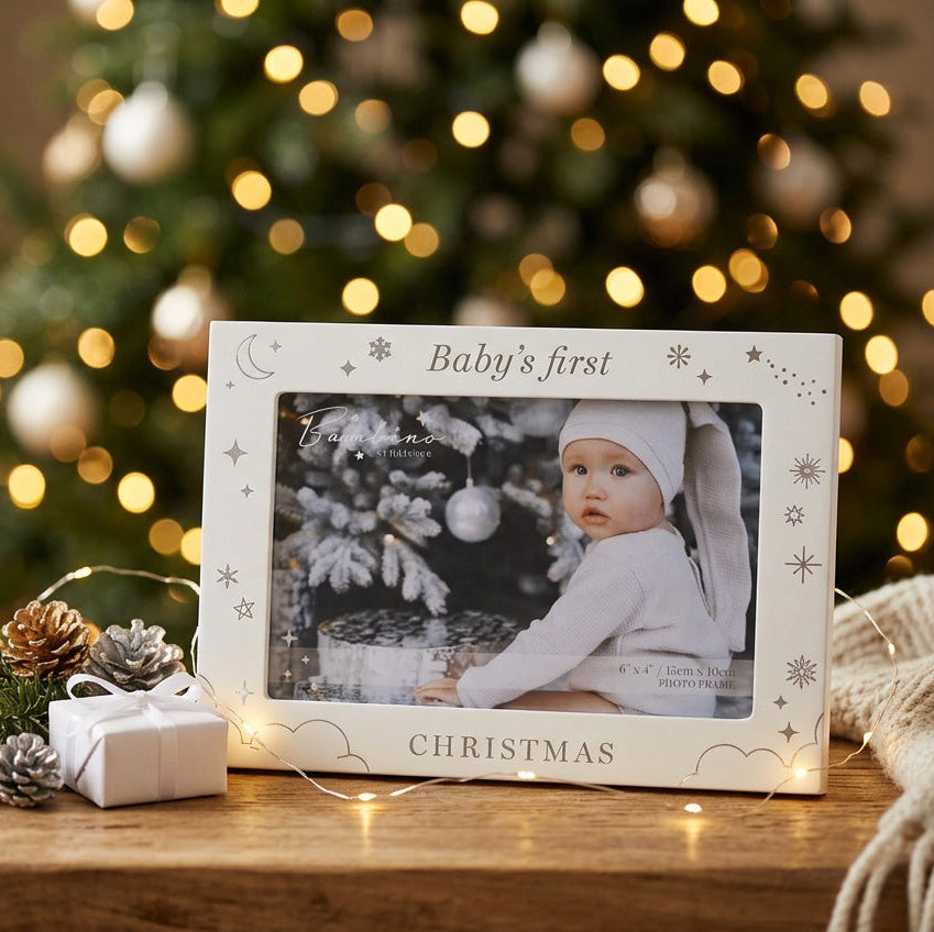 Baby's first christmas white photo frame