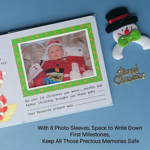 First steps milestone page in baby boy keepsake album