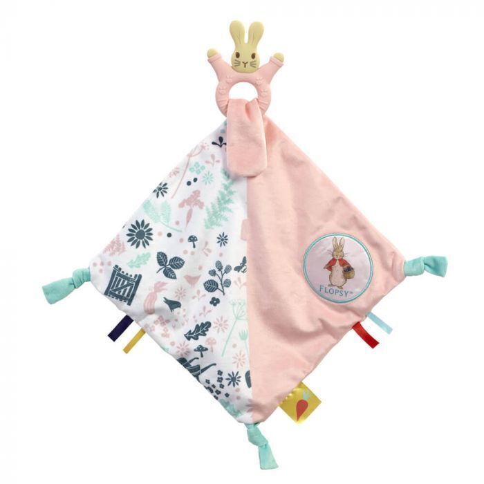 Pink 'Flopsy Bunny' teether and comforter