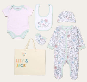 Five Piece Flowers Baby Clothing Gift Set
