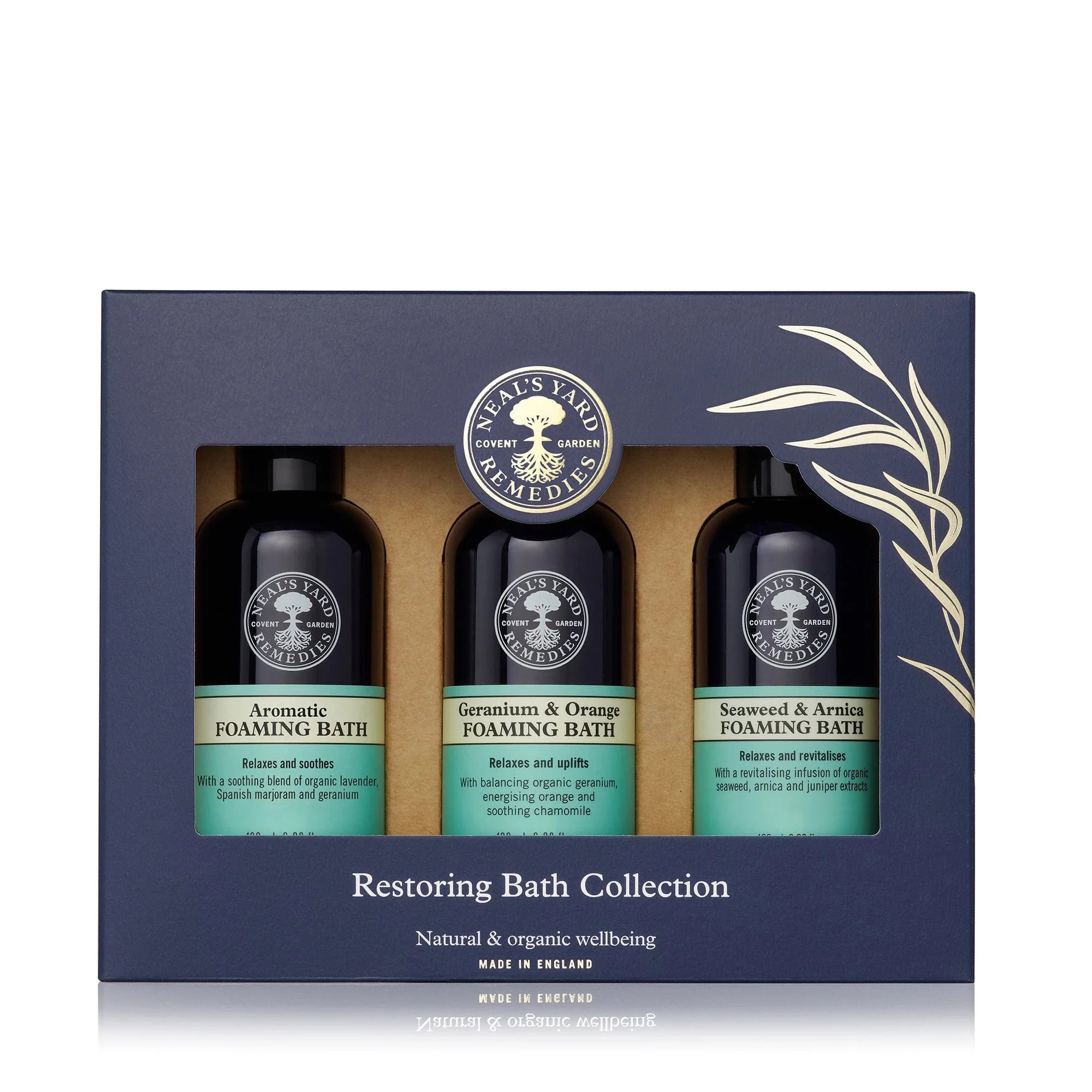 Organic foaming bath trio – Geranium & Orange, Seaweed & Arnica, Aromatic