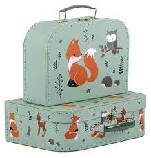 Set of Storage Trunk Suitcases 'Forest Friends' Keepsake Box.