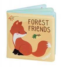 A soft colourful waterproof bath books with large colourful pictures of forest animals