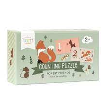 A counting and matching puzzle game for age 2+ featuring various forest animals.  A great gift for a sibling