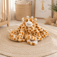 Plush huggy giraffe baby comforter toy suitable from birth. 
