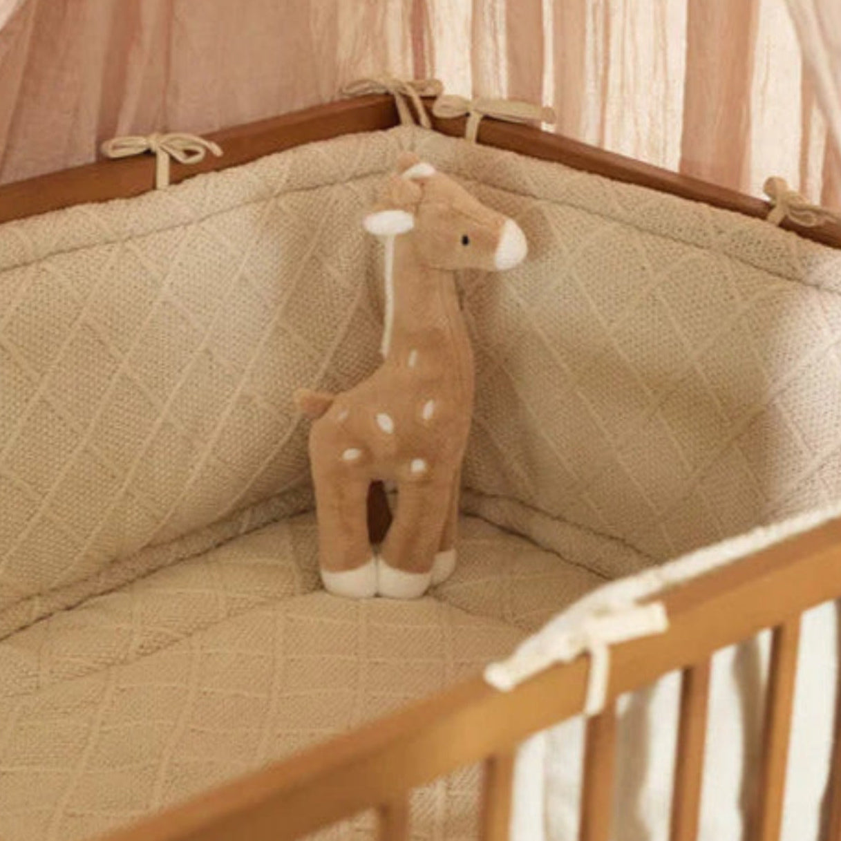 Stuffed Giraffe Cuddly Toy in Biscuit Colour with embroidered spots and soft mane.