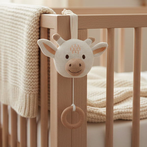 Attachable Musical Giraffe  Cot or Pram Toy Plays “Sleep, Dear Child, Sleep”  