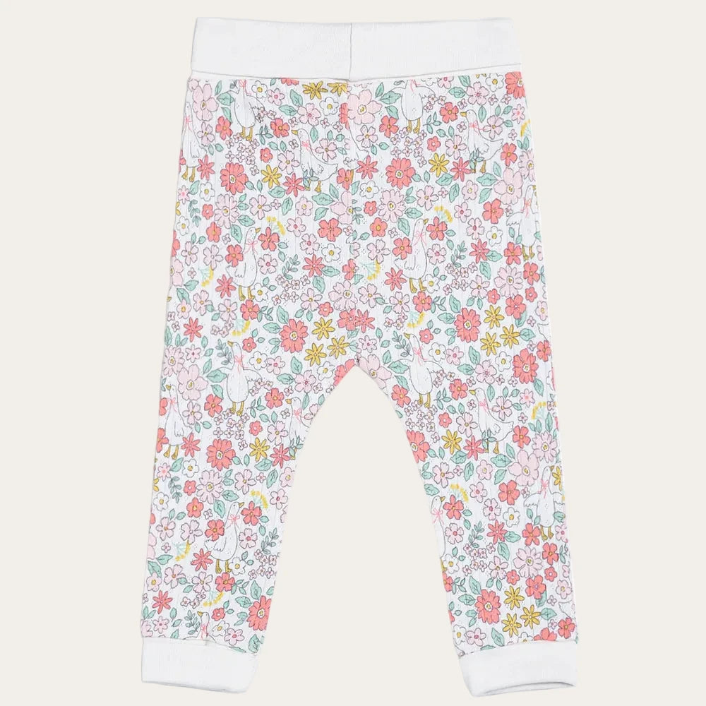 Floral patterned leggings on a white background